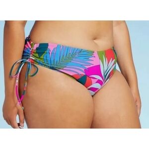 Xhilaration Hipster  Tropical Side tie Bikini bottoms Blue Size 3X